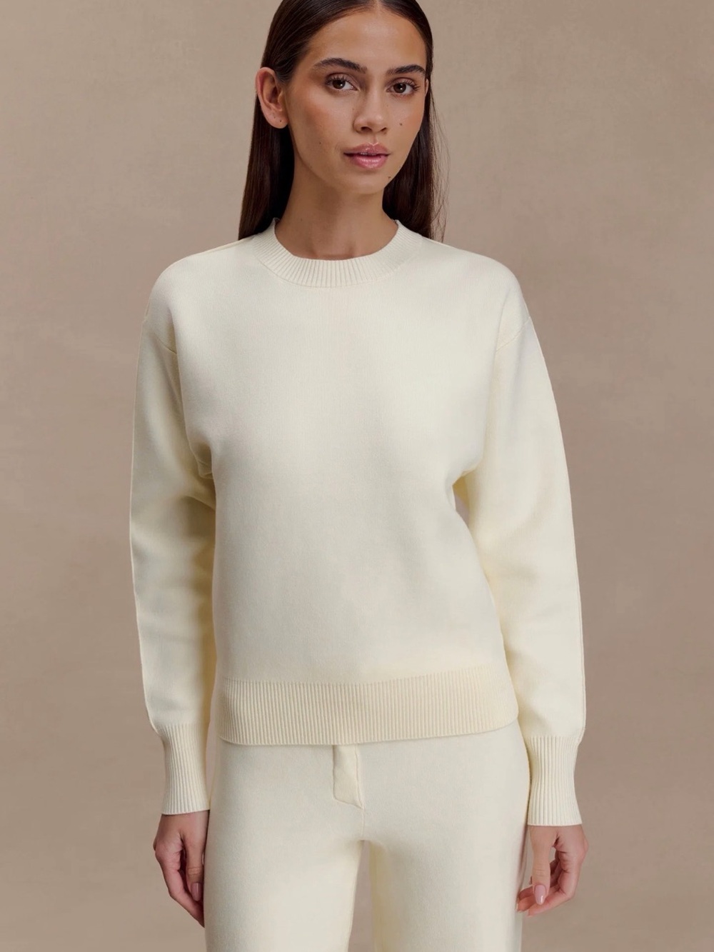 Meshki Ivory Braxton Cozy Knit Crew Sweater